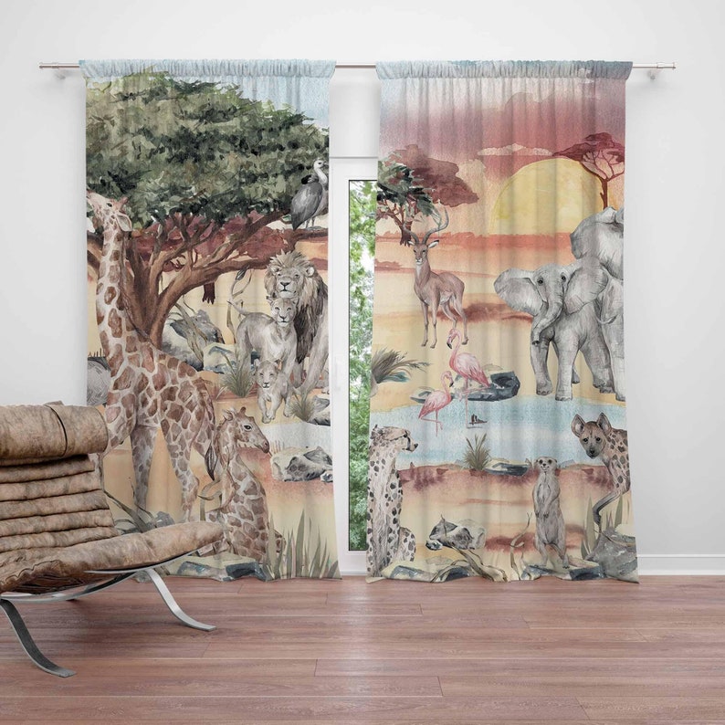Baby Nursery In Hospital - Safari Animals Curtain Kids Bedroom Nursery