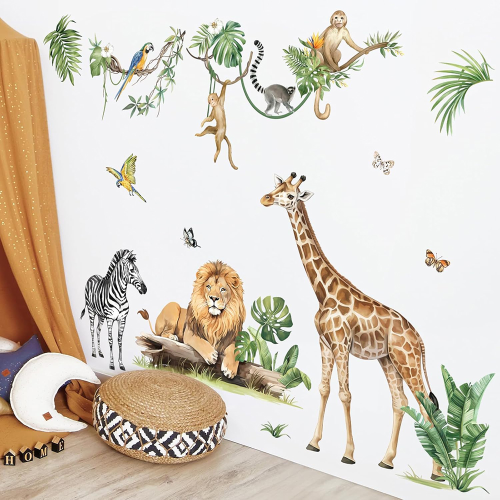 Baby Nursery Needs - Large Jungle Animal Tropical Leaves Wall