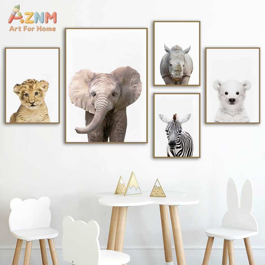 Baby Zoo Nursery - Baby Safari Animal Nursery Wall Art