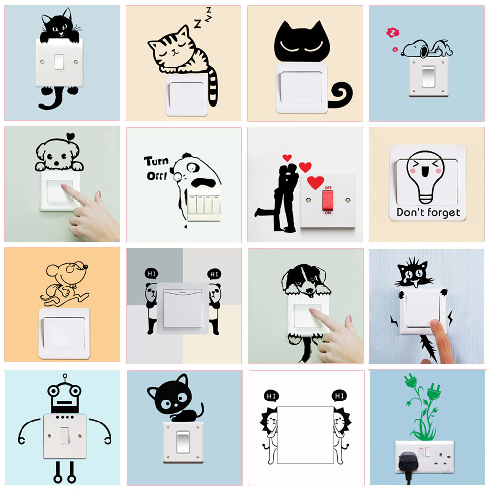 Baby Nursery Wall Mural - Funny Patterns Switch Stickers For Kids