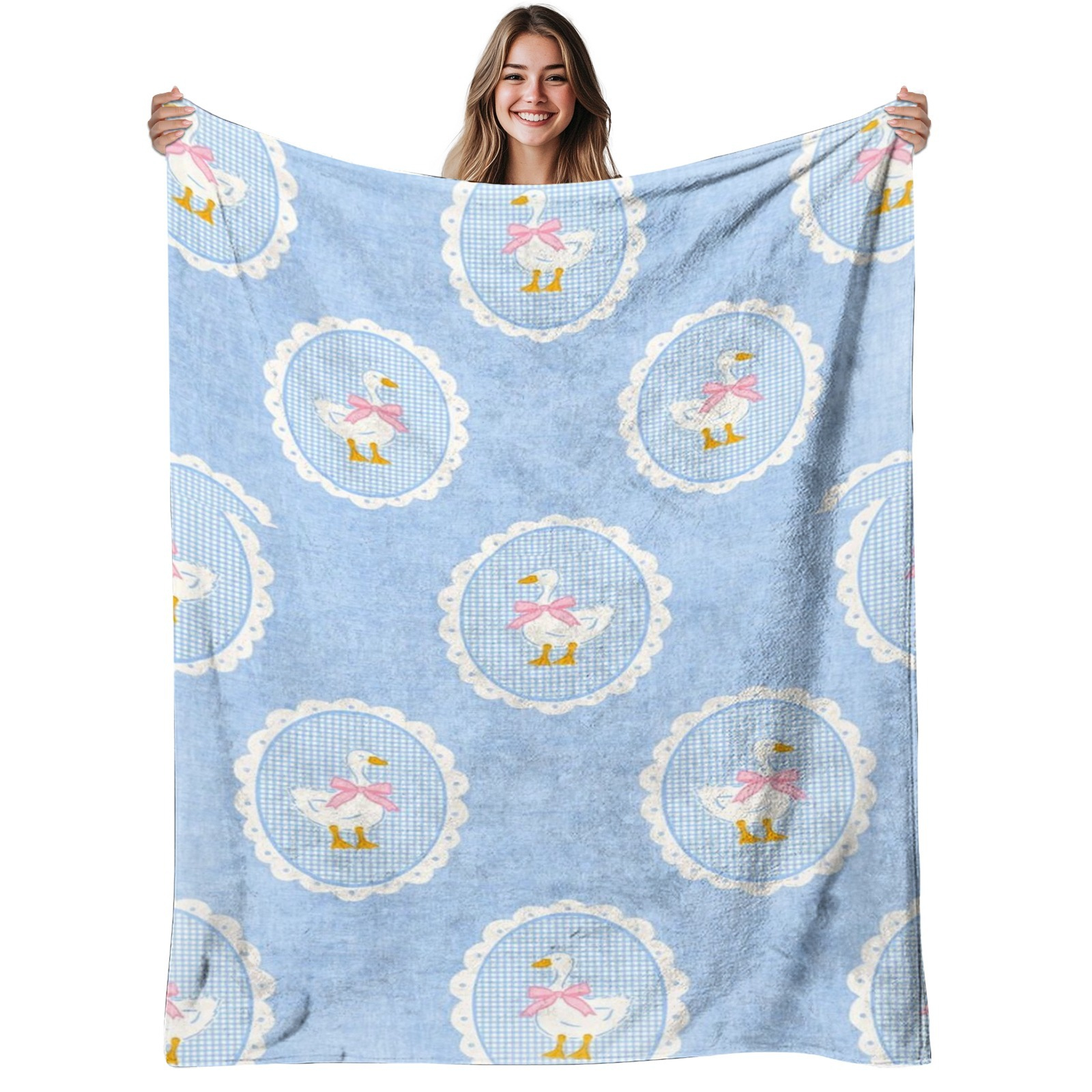 Baby Nursery In Hospital - VIKAMA Gingham Blue Cottage Duck Fleece