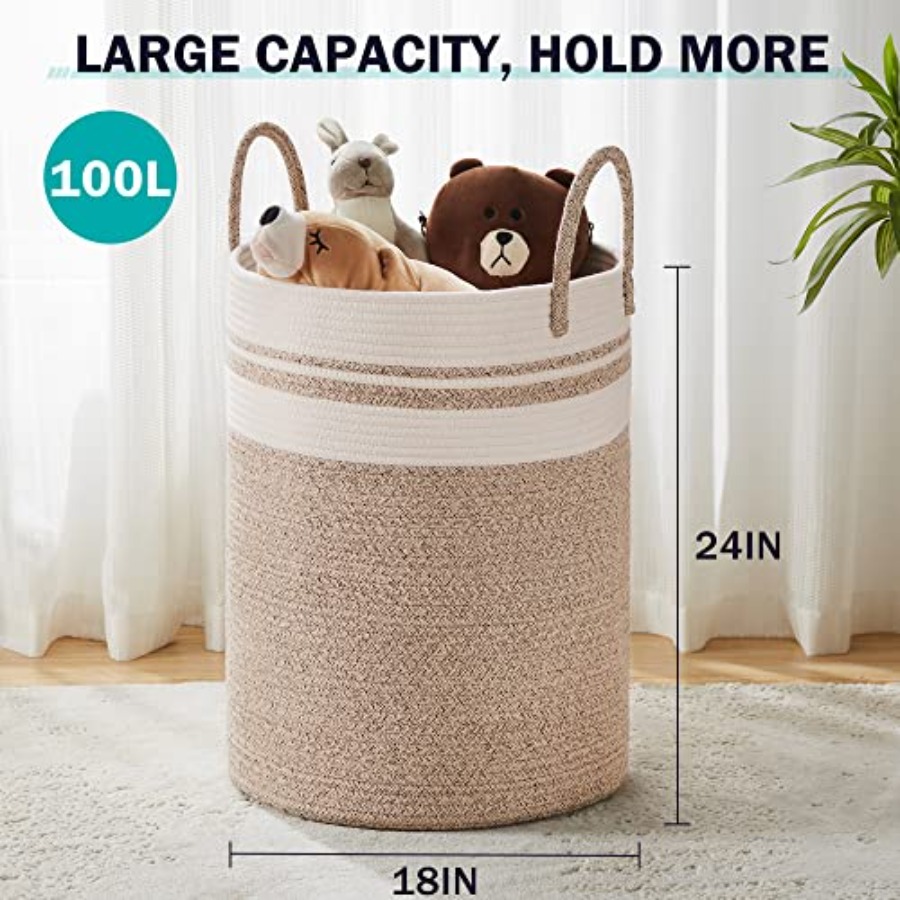 Woven Rope Laundry Hamper Bask - Baby Nursery Laundry Hamper 리뷰 및 가격