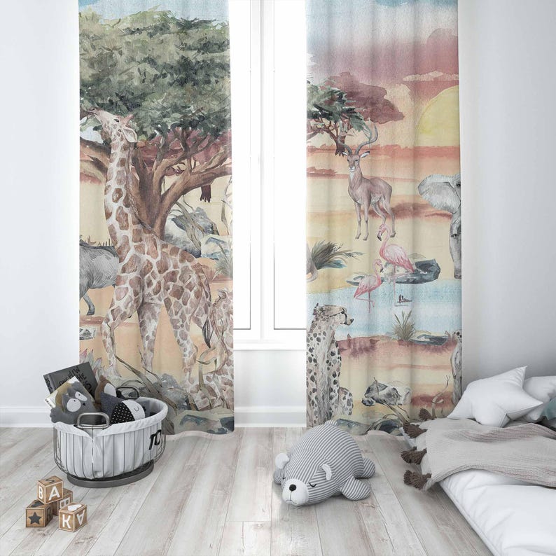 Safari Animals Curtain Kids Be - Baby Nursery In Hospital 리뷰 및 가격