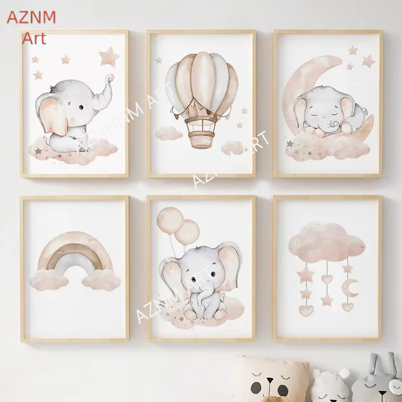 Elephant Balloon Rainbow Moon  - Baby Nursery Kids 리뷰 및 가격