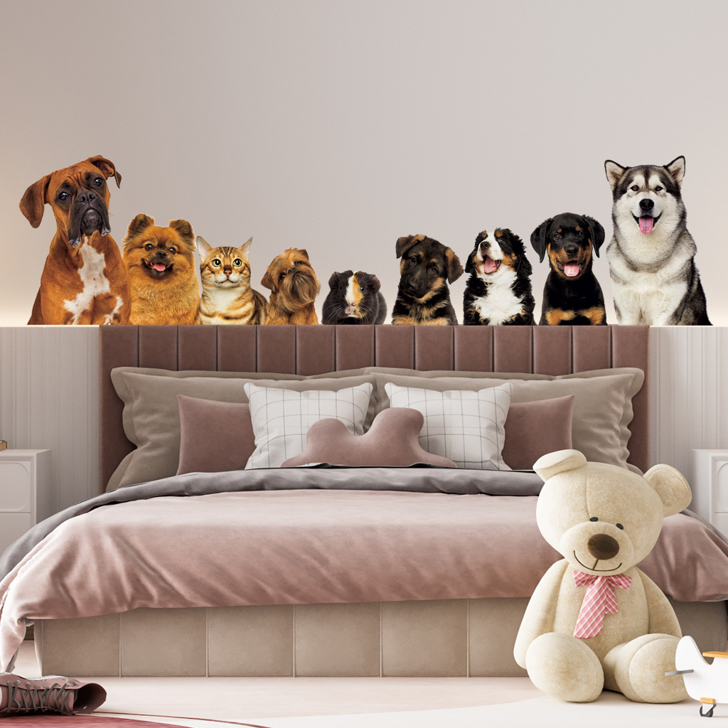 C30# 9 Cute Cats And Dogs Wall - Baby Nursery Wall Mural 리뷰 및 가격