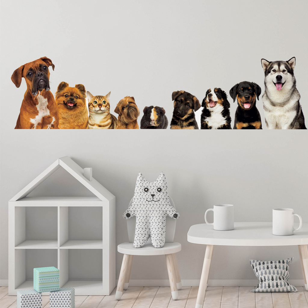 C30# 9 Cute Cats And Dogs Wall - Baby Nursery Wall Mural 리뷰 및 가격
