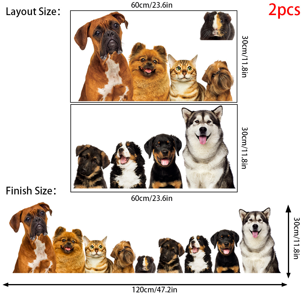 C30# 9 Cute Cats And Dogs Wall - Baby Nursery Wall Mural 리뷰 및 가격