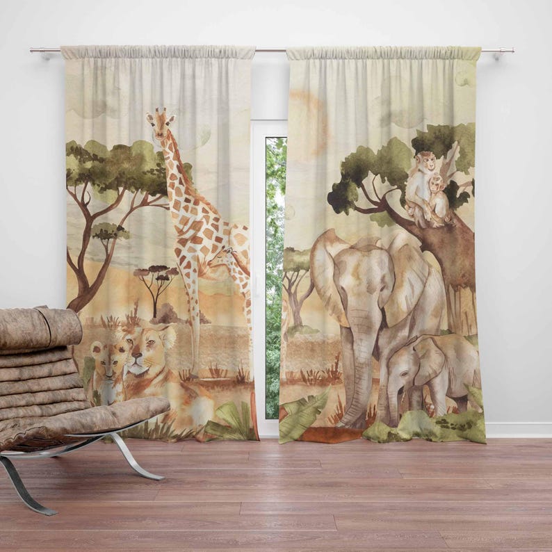 Mom and Baby Curtains Safari A - Baby Nursery In Hospital 리뷰 및 가격