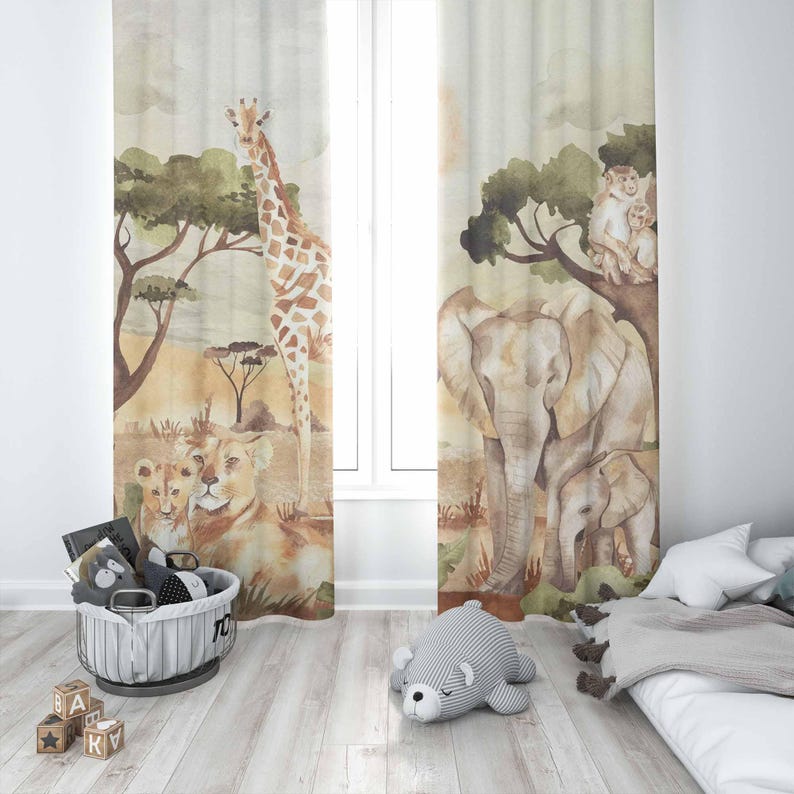 Mom and Baby Curtains Safari A - Baby Nursery In Hospital 리뷰 및 가격
