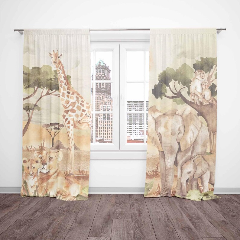 Mom and Baby Curtains Safari A - Baby Nursery In Hospital 리뷰 및 가격