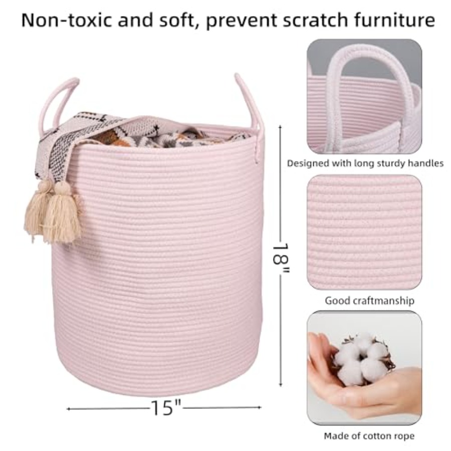 Cotton Rope Laundry Basket Ham - Baby Nursery Laundry Hamper 리뷰 및 가격