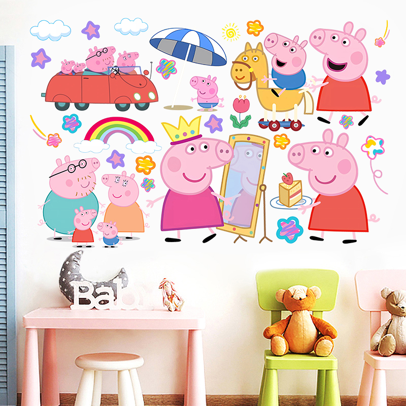 Cartoon Peppa Pig Wall Sticker - Baby Nursery Wall Mural 리뷰 및 가격