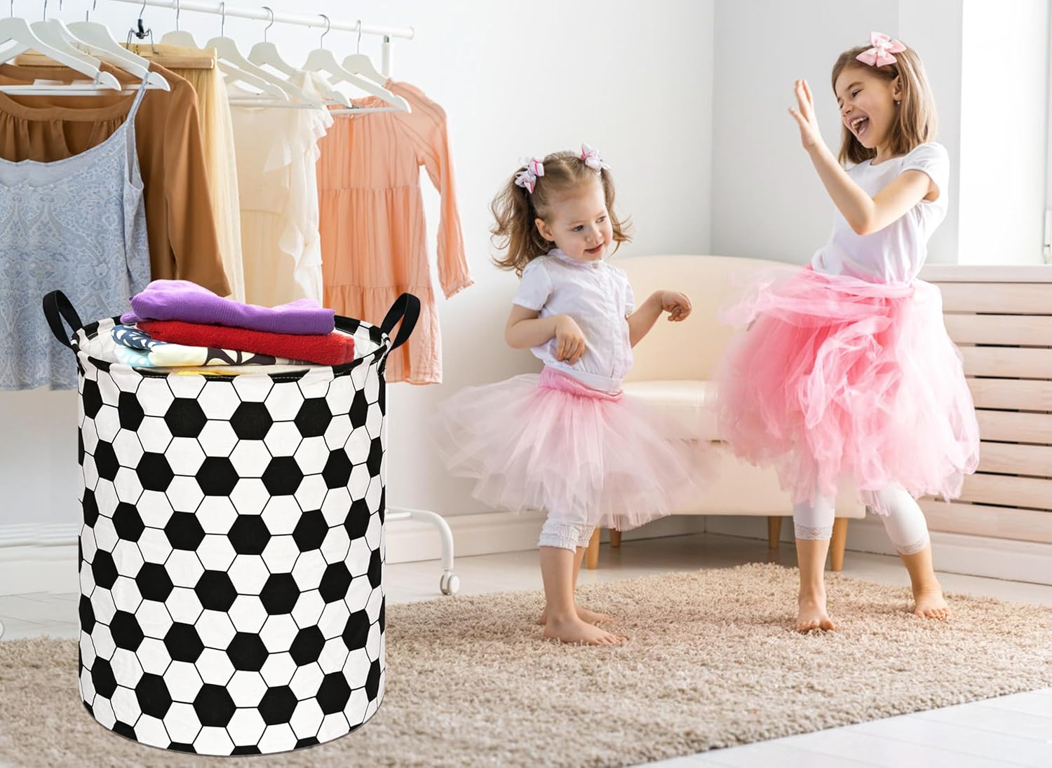 Round Kids Laundry Gift Basket - Baby Nursery Laundry Hamper 리뷰 및 가격