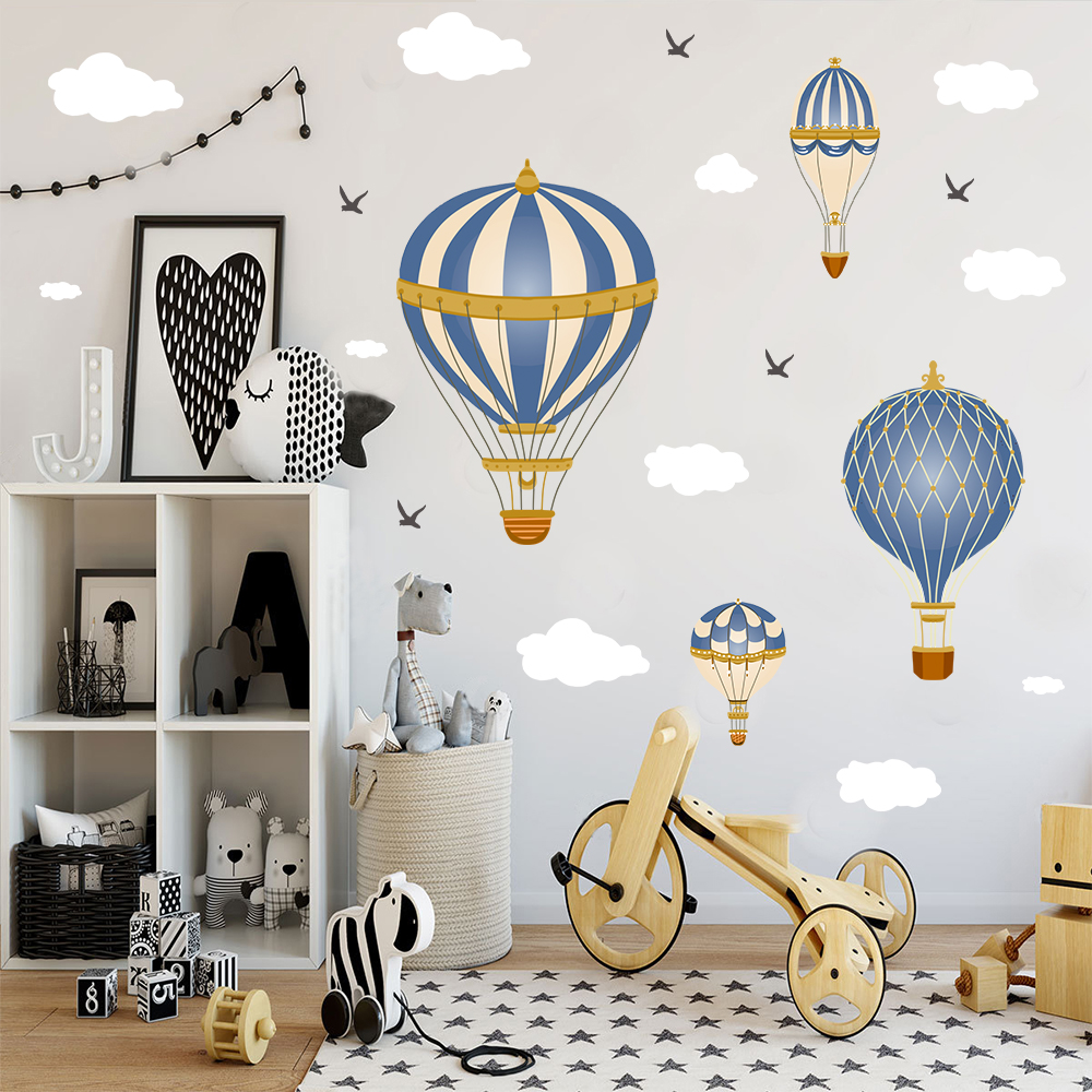 Cartoon Hot Air Balloon Clouds - Baby Nursery Wall Mural 리뷰 및 가격