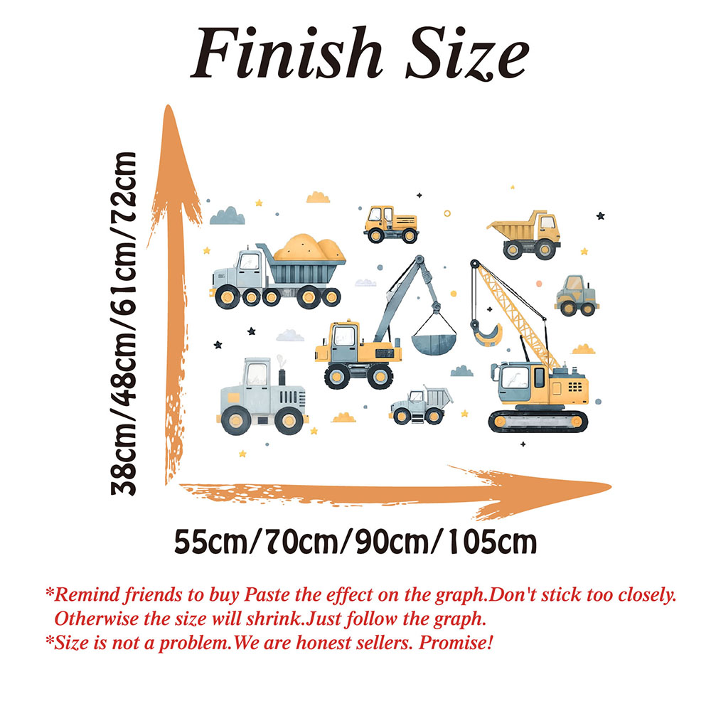 Cartoon Excavator Vehicles Set - Baby Nursery Wall Mural 리뷰 및 가격