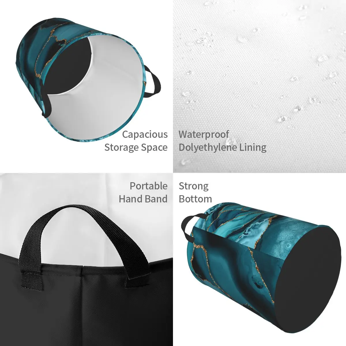 Custom Teal And Gold Marble La - Baby Nursery Laundry Hamper 리뷰 및 가격
