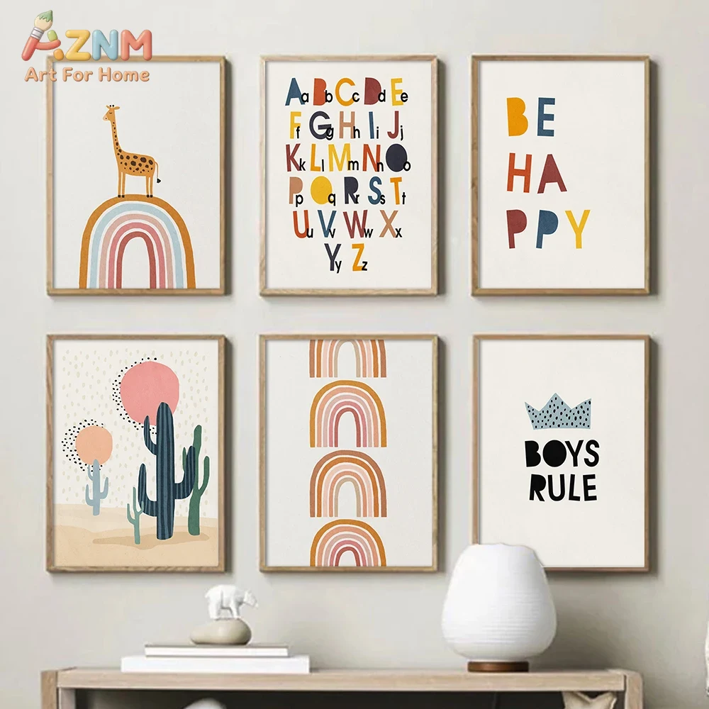 Rainbow Alphabet Poster Educat - Baby Nursery Kids 리뷰 및 가격