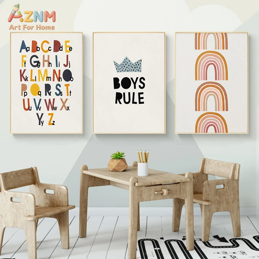 Rainbow Alphabet Poster Educat - Baby Nursery Kids 리뷰 및 가격