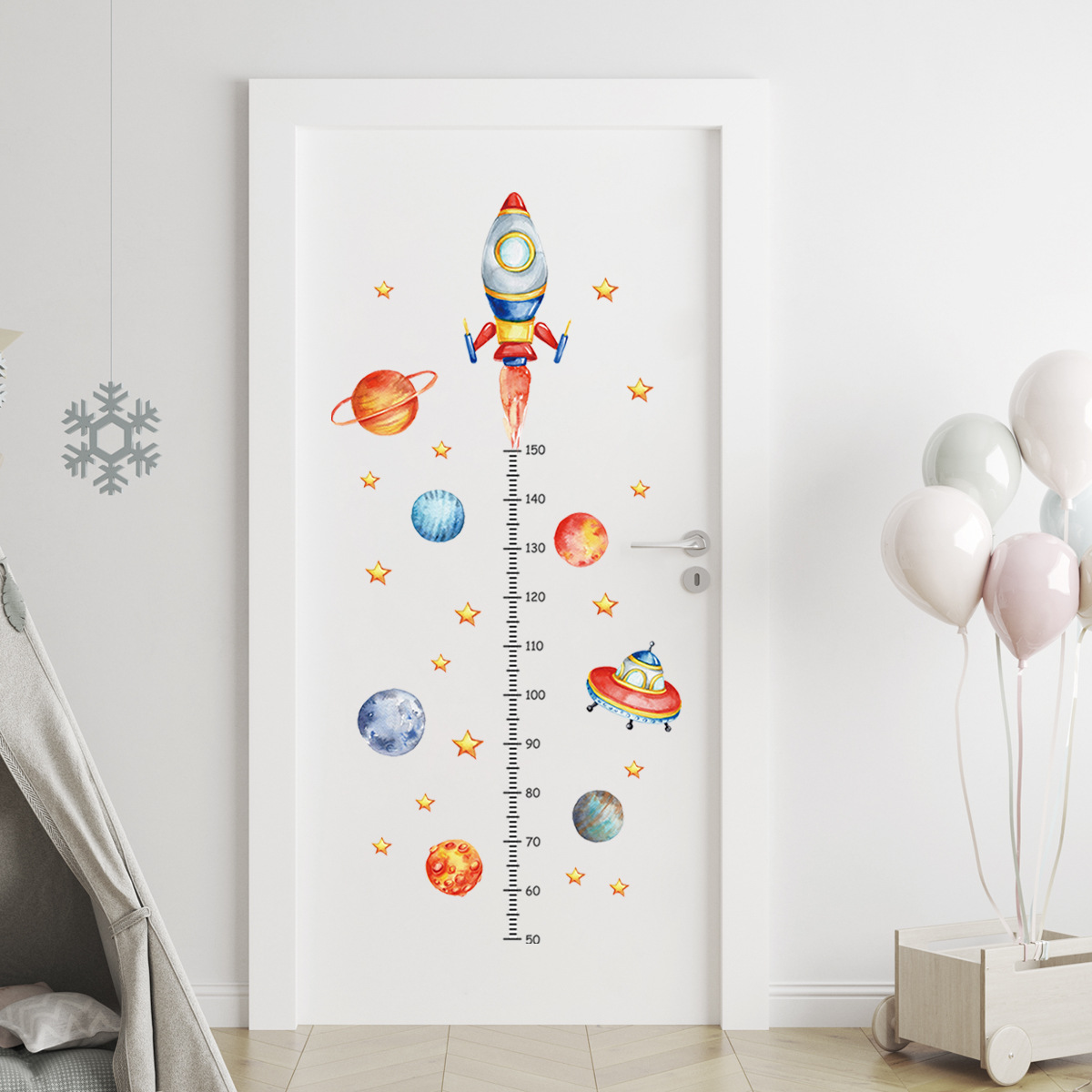 Cartoon Planet Rocket Height M - Baby Nursery Wall Mural 리뷰 및 가격