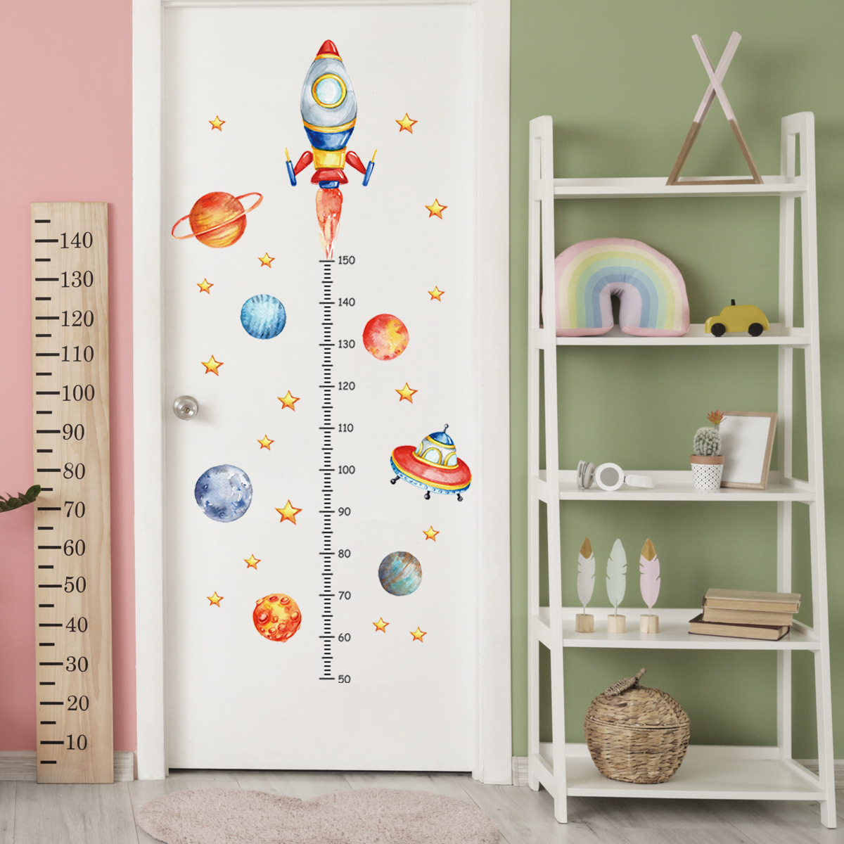 Cartoon Planet Rocket Height M - Baby Nursery Wall Mural 리뷰 및 가격