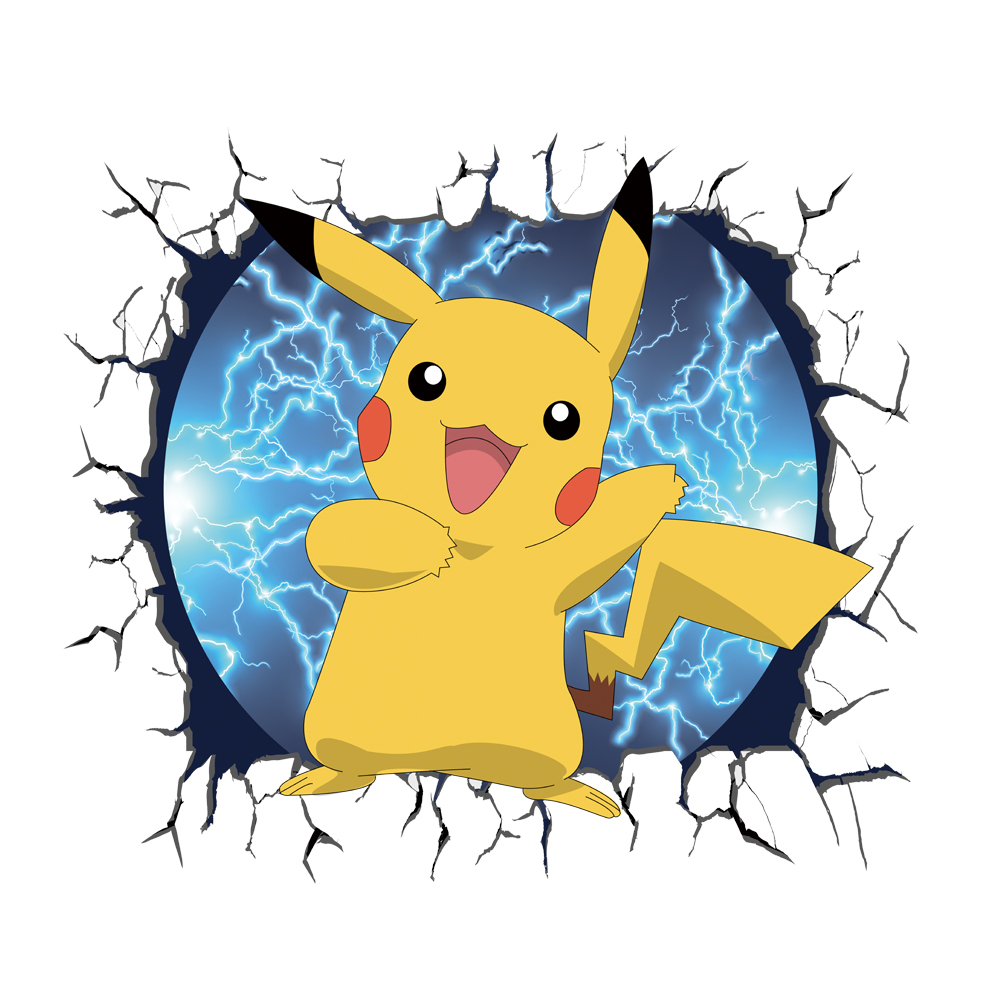 3D Broken Wall Cartoon Pikachu - Baby Nursery Wall Mural 리뷰 및 가격