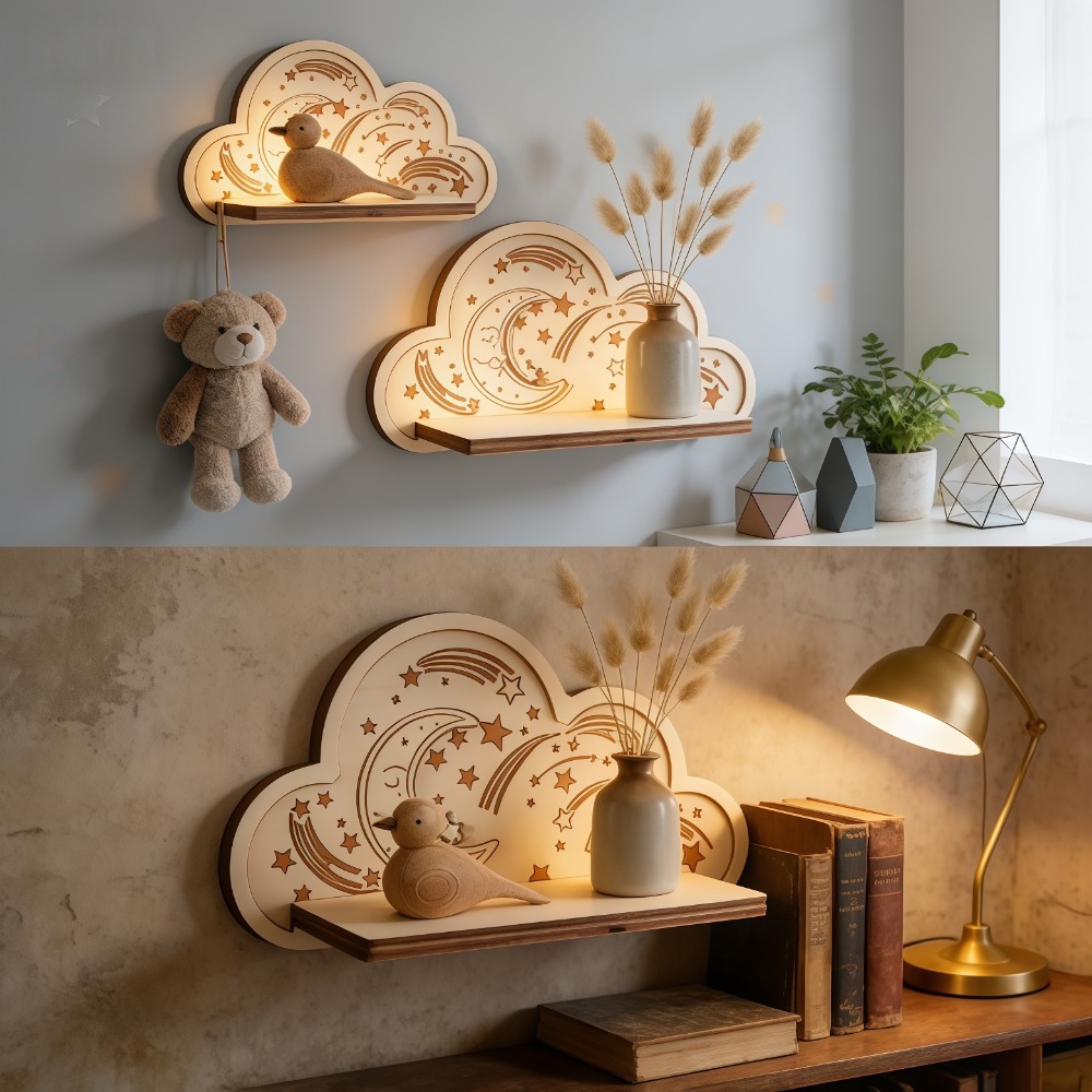 Wooden Cloud Wall Shelf Star M - Baby Nursery Hooks 리뷰 및 가격