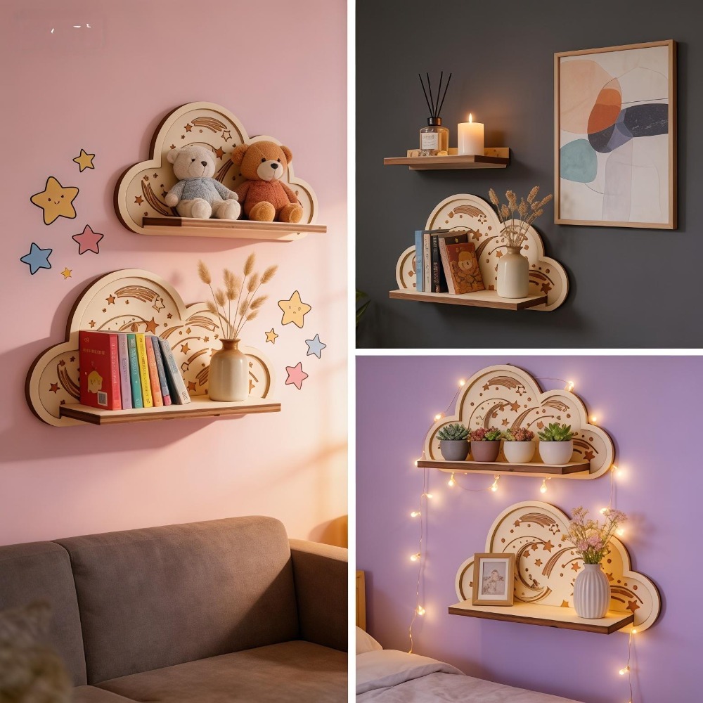Wooden Cloud Wall Shelf Star M - Baby Nursery Hooks 리뷰 및 가격