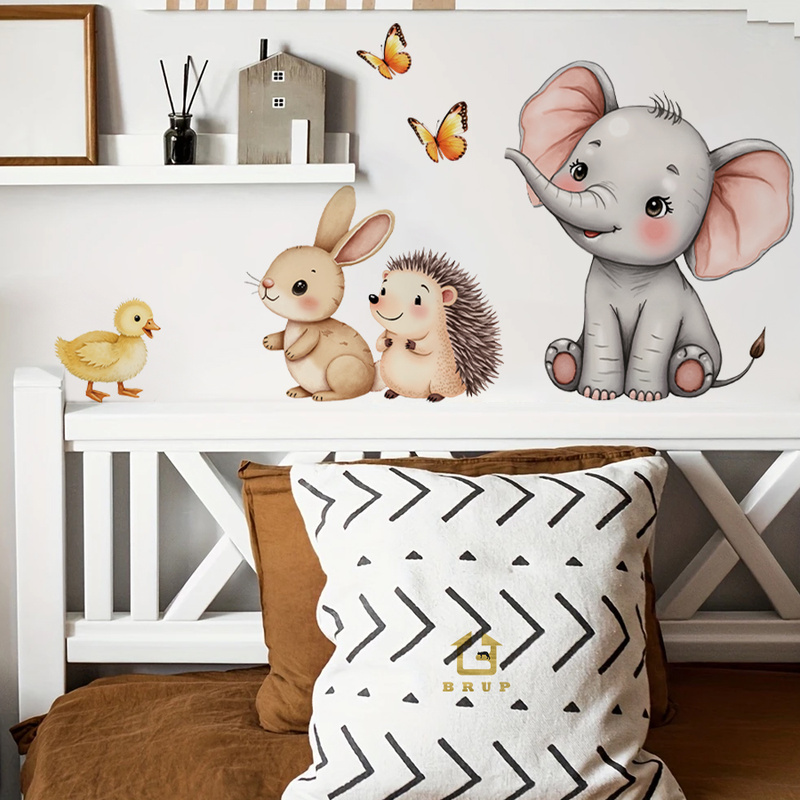 Cartoon Animal Wall Sticker -  - Baby Nursery Wall Mural 리뷰 및 가격