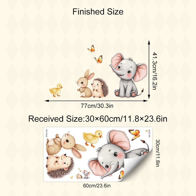 Cartoon Animal Wall Sticker -  - Baby Nursery Wall Mural 리뷰 및 가격