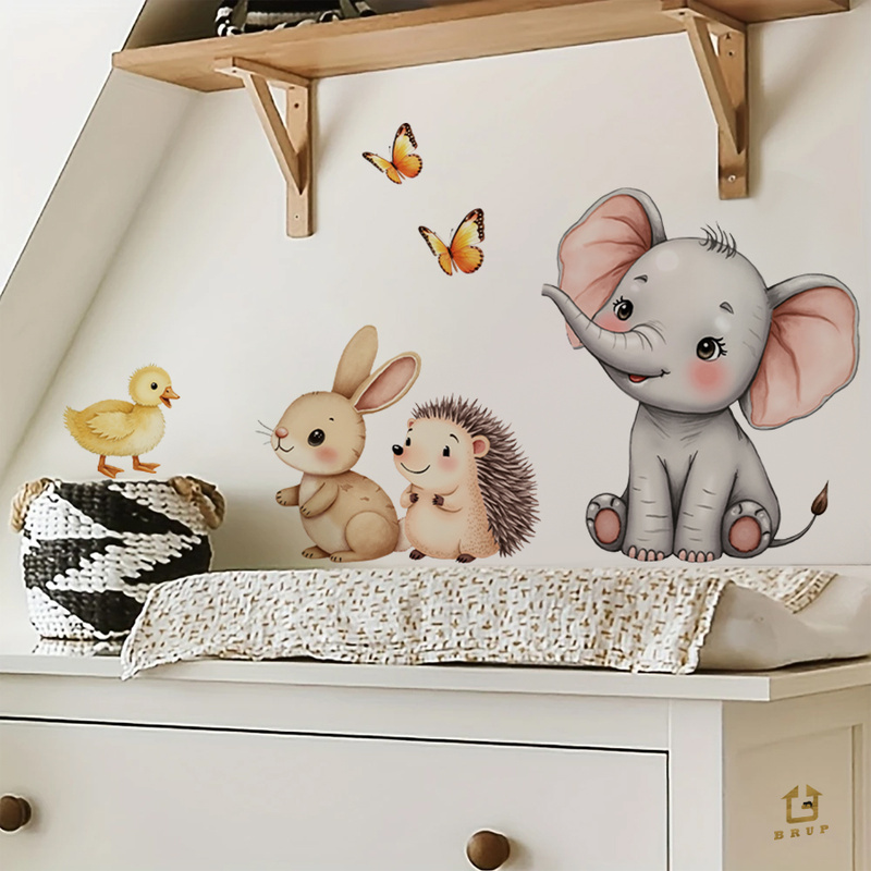 Cartoon Animal Wall Sticker -  - Baby Nursery Wall Mural 리뷰 및 가격