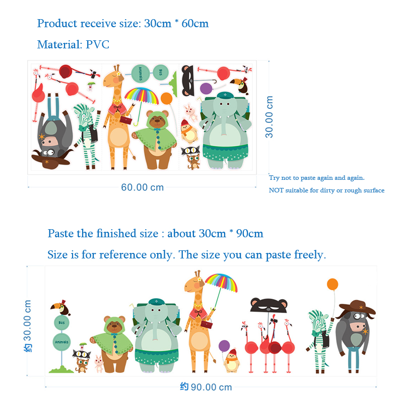 Cartoon Zoo Bus Station Wall S - Baby Zoo Nursery 리뷰 및 가격