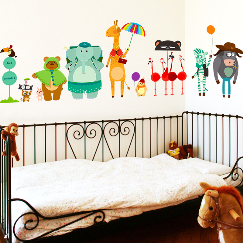 Cartoon Zoo Bus Station Wall S - Baby Zoo Nursery 리뷰 및 가격