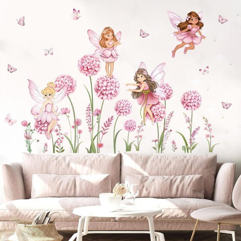 Z. Cartoon Pink Flower Fairy D - Baby Nursery Wall Decals 리뷰 및 가격