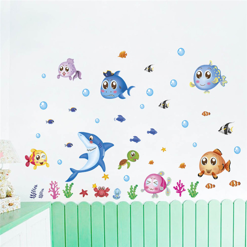 Cute Fishes Whale Shark Sealif - Baby Nursery Wall Mural 리뷰 및 가격