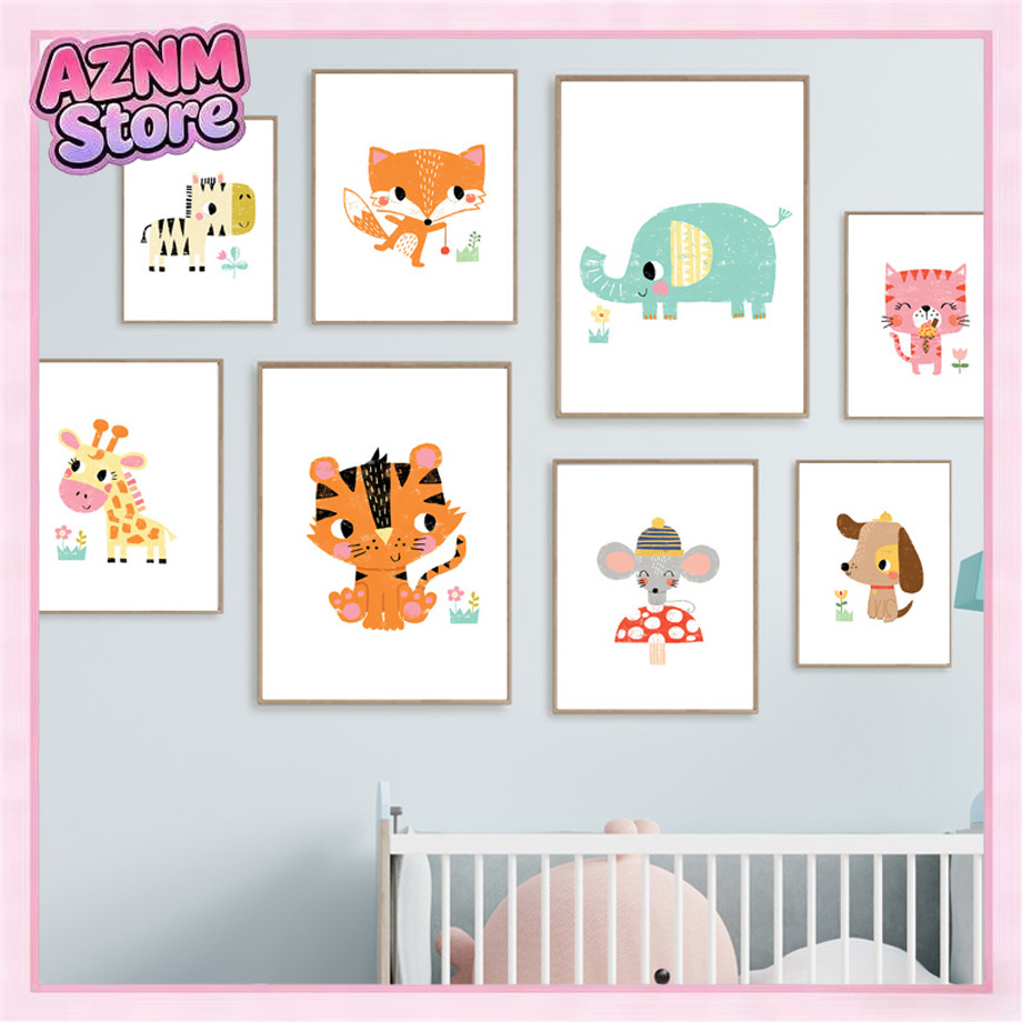 Cartoon Baby Animal Nursery Wa - Baby Zoo Nursery 리뷰 및 가격
