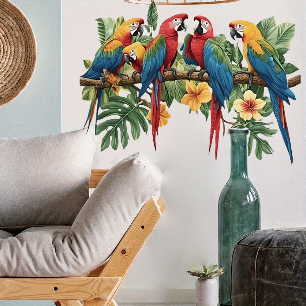 3Pcs Parrots on Branch Wall St - Baby Nursery Wall Mural 리뷰 및 가격