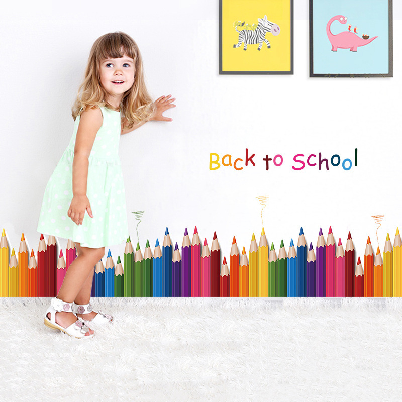 Cartoon Colour Pencil Baseboar - Baby Nursery Wall Mural 리뷰 및 가격