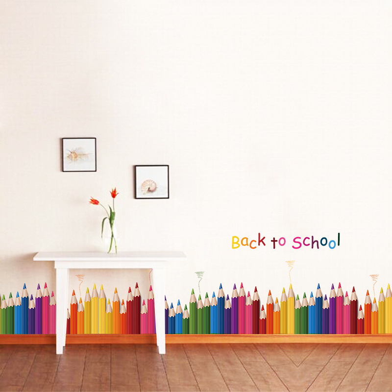 Cartoon Colour Pencil Baseboar - Baby Nursery Wall Mural 리뷰 및 가격