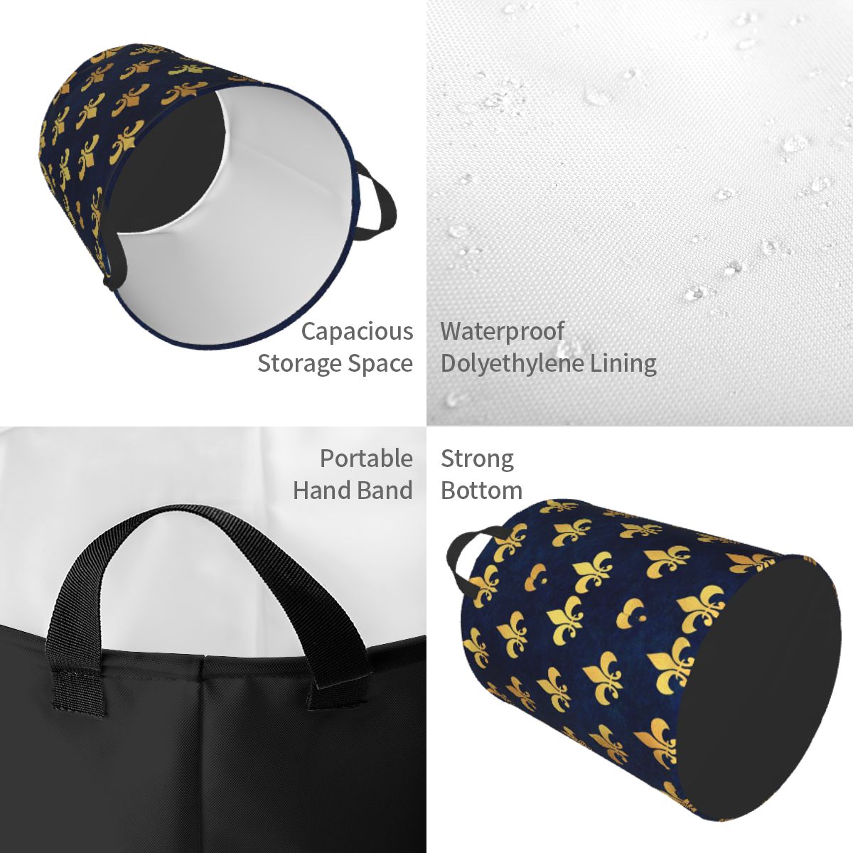Royal Gold Blue Grunge Fleur D - Baby Nursery Laundry Hamper 리뷰 및 가격