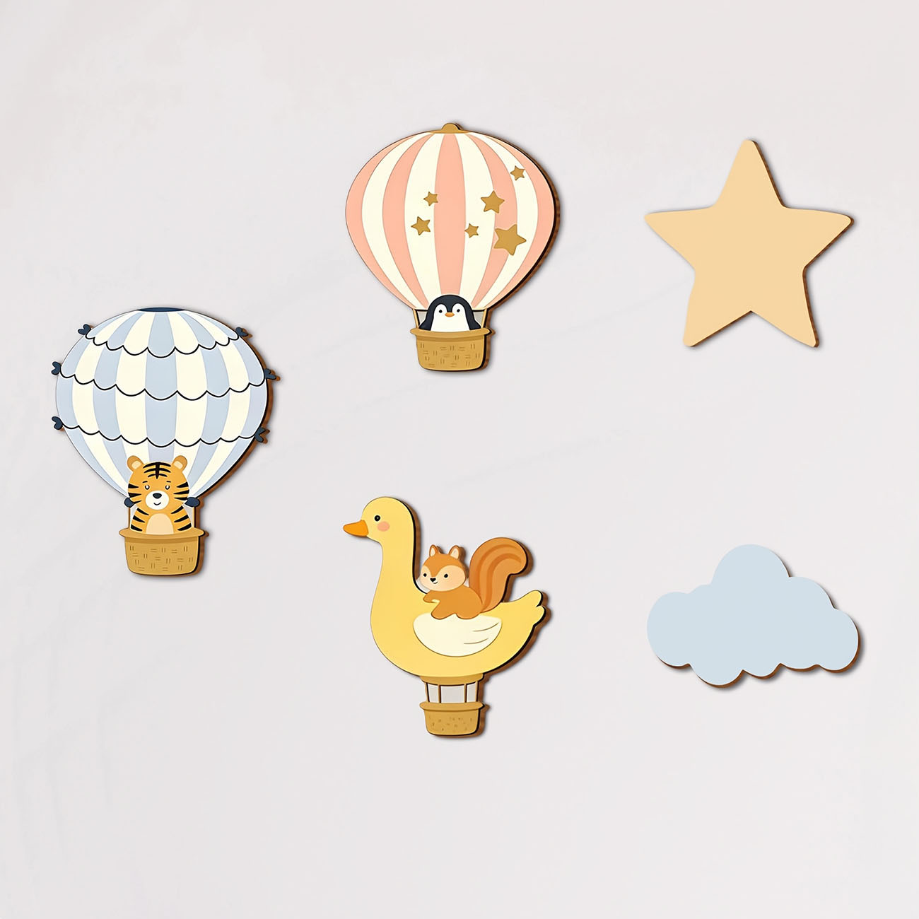 5Pcs Animal Hot Air Balloon Wo - Baby Nursery Wall Mural 리뷰 및 가격
