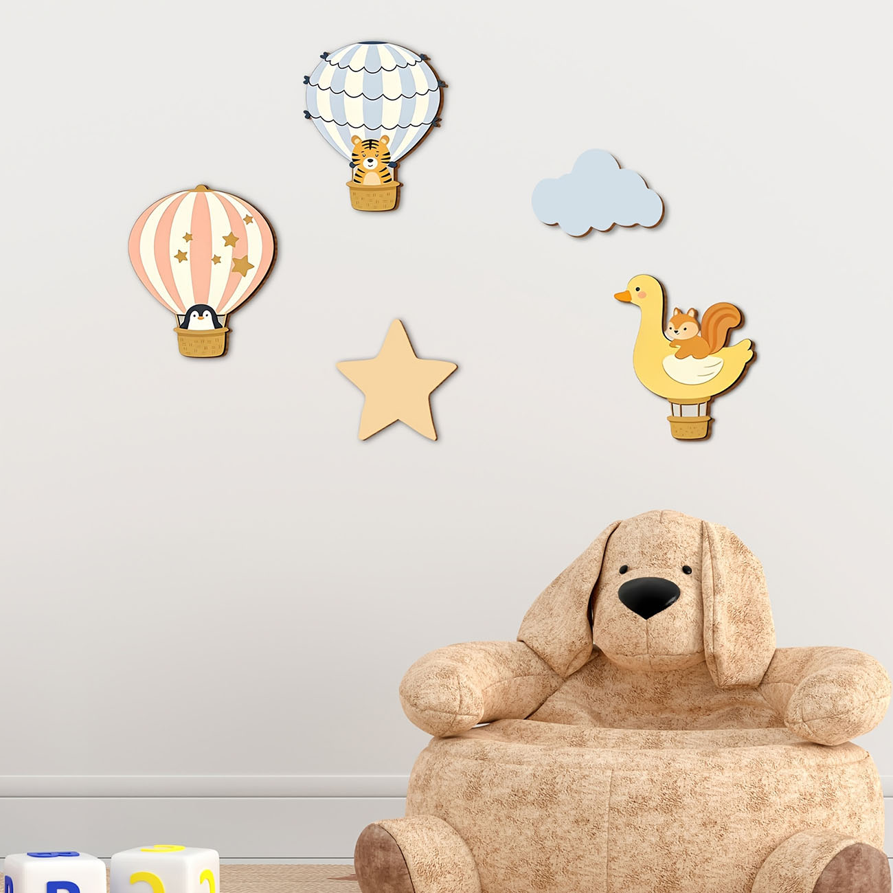 5Pcs Animal Hot Air Balloon Wo - Baby Nursery Wall Mural 리뷰 및 가격